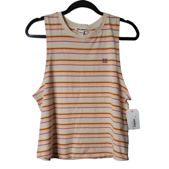 Billabong Tops - Billabong Women's Striped Tank Top - Cream and Orange Size Large